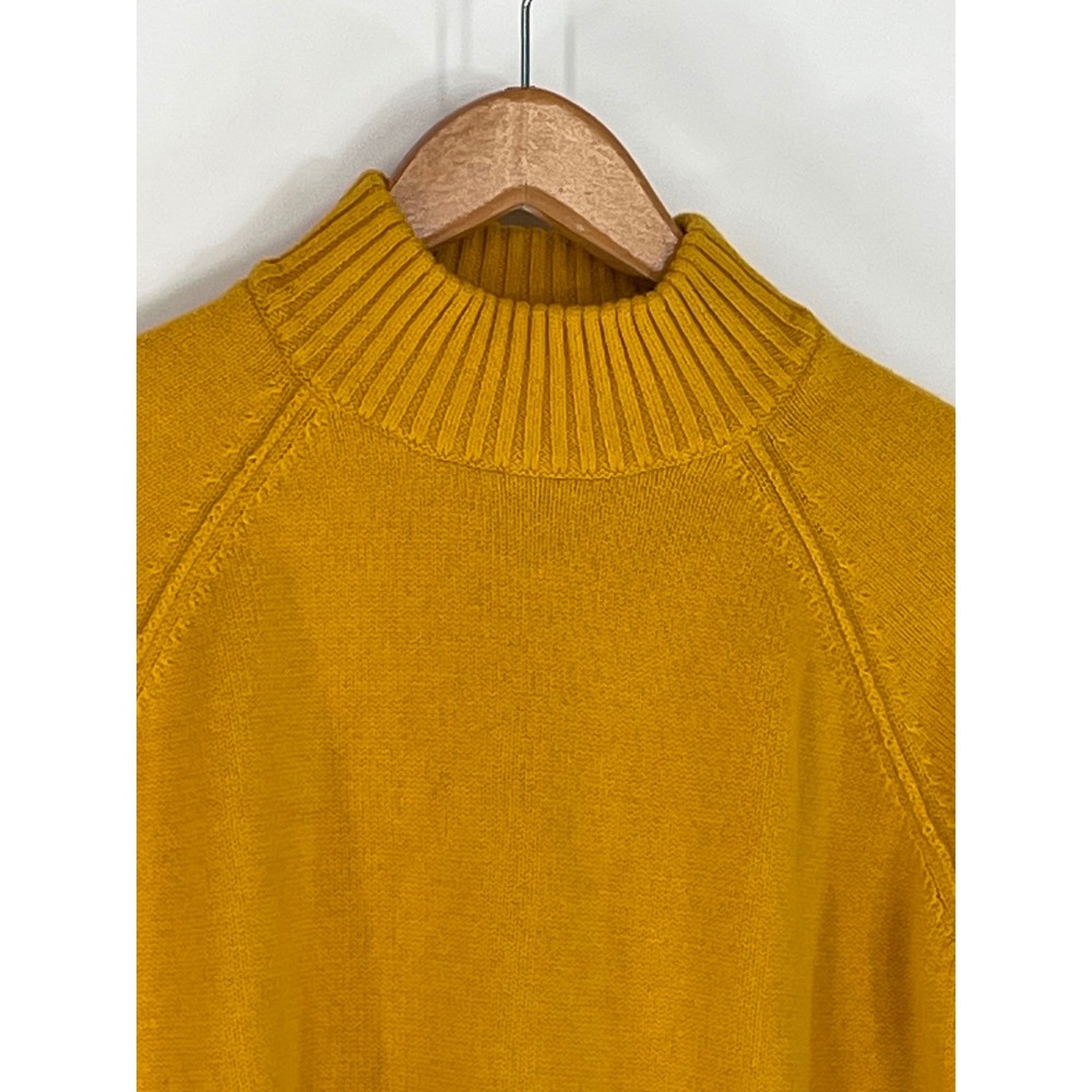 Jeanne Pierre Womens Sweater PM Mock Neck Yellow Cotton Raglan Sleeve Cozy Fall - Picture 3 of 10